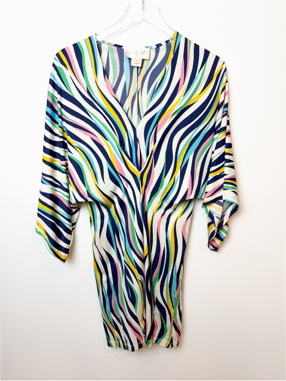Julie Brown | Colorful Zebra Stripe Kimono Mini Dress
